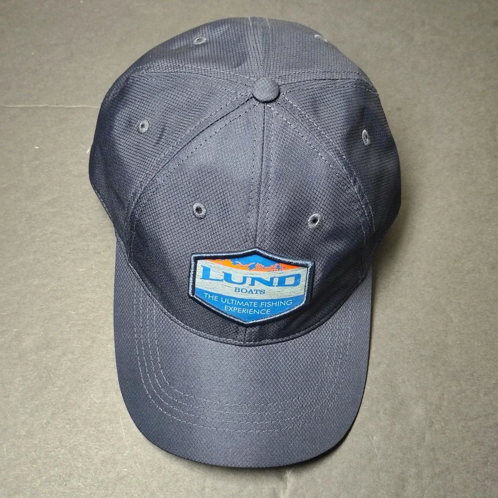 Lund Boats Hat Cap Adjustable Strap Navy Fishing Patch Ripstop One Size Mens